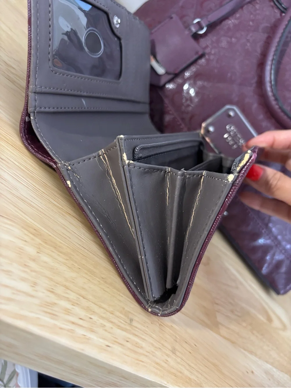 GUESS Plum Satchel with Matching Wallet